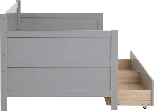 Miniatura 5 de Sofá cama individual con dos cajones de almacenamiento, marco de sofá cama de madera sólida con soportes de listones de madera, muebles