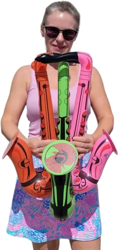 Miniatura 4 de Saxofón colorido de 22 pulgadas (3 colores), instrumento musical inflable para juego simulado, concierto, jazz, sesión de fotos, cabina, fiesta