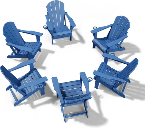 Miniatura 51 de MUCHENGHY Sillas Adirondack plegables, sillas de patio, sillas de césped, silla para exteriores, silla Adirondack de plástico, hoguera, resistente a
