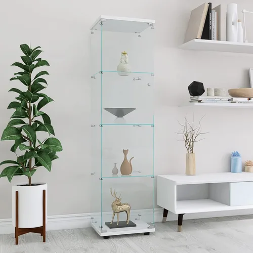 Miniatura 45 de Vitrina de cristal con 3 estantes con 2 puertas, vitrina de cristal transparente para sala de estar, dormitorio, 49.49 x 31.77 x 14.37 pulgadas