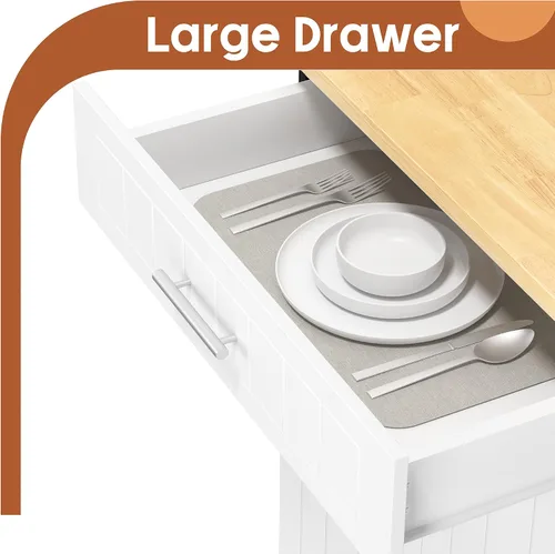Miniatura 6 de SUNLEI Isla de cocina con ruedas con gabinete de almacenamiento y cajón, mesa de cocina rodante de 26 pulgadas de ancho, mango de carrito