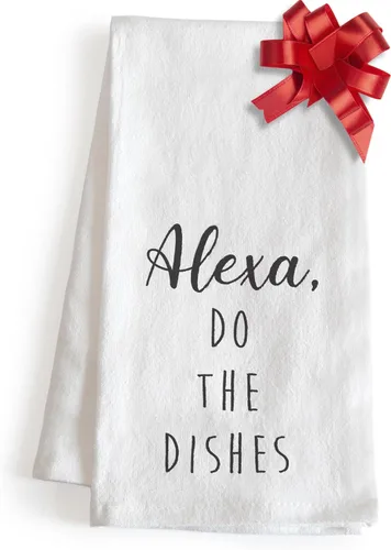 Miniatura 7 de MAINEVENT Alexa Do The Dishes - Toalla de cocina de algodón blanco de 18 x 24 pulgadas