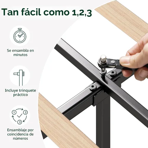 Miniatura 5 de Zinus Queen Piper - Cama de plataforma tapizada con cabecera con paneles horizontales, soporte de listones de madera, no necesita somier, fácil