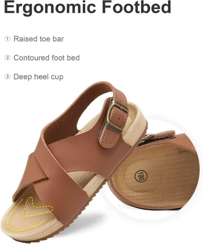 Miniatura 6 de Cubufly Sandalias para niños con tiras cruzadas y puntera abierta, zapatos de verano para uso en interiores y exteriores, para niños pequeños