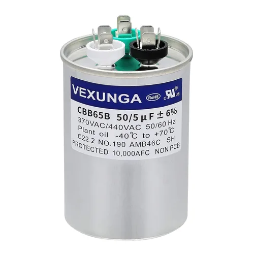 Miniatura 62 de VEXUNGA - 25/5 uF 25+5 MFD 370V o 440V Condensadores redondos de arranque dual 25 5 uF 370 440 Volt VAC CBB65 Condensadores para acondicionador