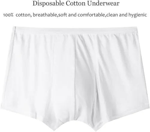 Miniatura 4 de Ropa interior desechable para hombre para viajes y estancias hospitalarias- Calzoncillos 100% algodón (8 unidades)