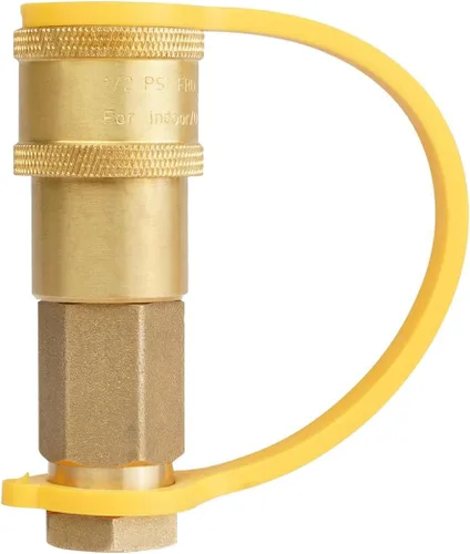 Miniatura 5 de South Bend Components Válvula de cierre de propano RV de 1/4 pulg. de conexión rápida hembra para propano/gas natural/aire, 100% latón sólido