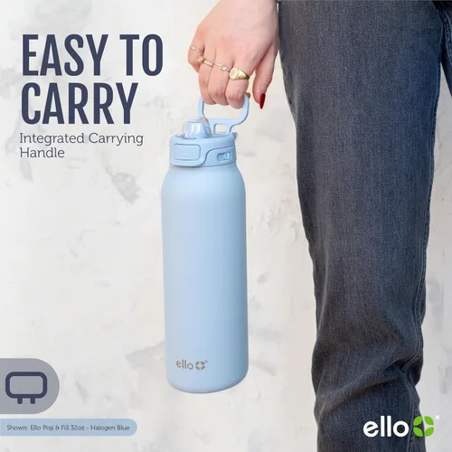Miniatura 8 de Ello Pop & Fill Insulated Stainless Steel Water Bottle with Quick Fill Lid, Leakproof Locking, Sip or Chug Spout, BPA-Free, Double Wall Vacuum Negro