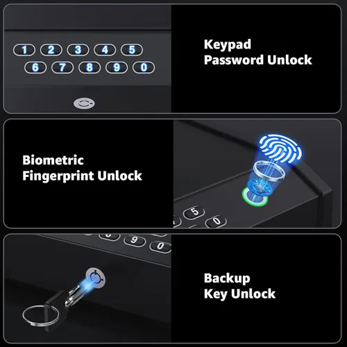 Miniatura 2 de Cajas de seguridad para armas, caja fuerte biométrica para pistolas con pantalla LCD de temperatura y humedad, puerto USB, caja de seguridad