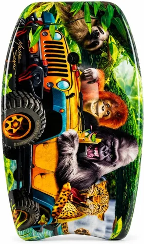 Miniatura 11 de PMU Bodyboard estampado con gráficos, correa de muñeca ligera, parte inferior lisa para playa, mar y piscina, tabla de surf para niños, adolescentes