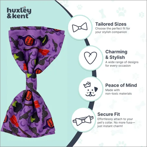 Miniatura 5 de Huxley & Kent Pajarita para mascotas para perros y gatos – Accesorio ajustable para collar de gancho y bucle de Halloween – Lindo y cómodo