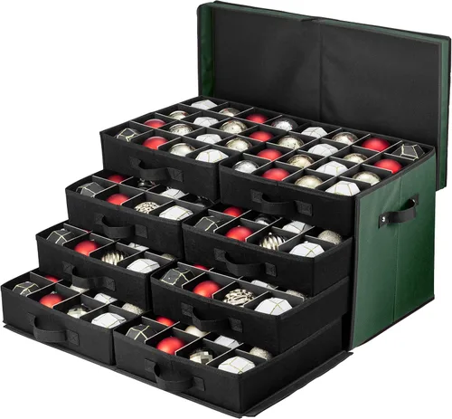 Miniatura 8 de Caja de almacenamiento grande de adornos navideños de alta calidad, con apertura lateral, bandejas estilo cajón, compartimento de 3 pulgadas, 8