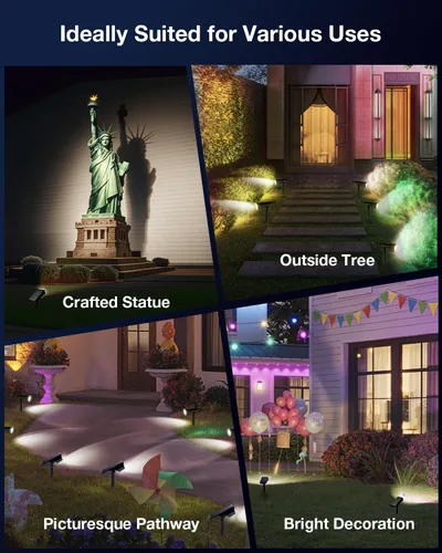 Miniatura 4 de Foco Solar para Exteriores Impermeable Iluminación LED de Acento para Paisaje para Patio, Árbol, Plantas, Paredes, Sendero, Jardín, Estatuas, Brillo