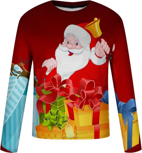 Miniatura 3 de Men's Christmas Print Pullover Distressed Santa Graphic Sweatshirt Lightweight Quick Dry Shirt Flowy Long Sleeve Top