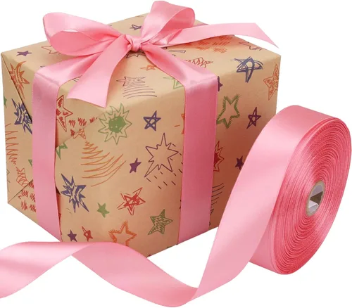 Miniatura 4 de Cinta de satén de oro rosa de 1 pulgada de 50 yardas, rollo de cintas de tela sólida para invitaciones de boda, ramos de novia, costura