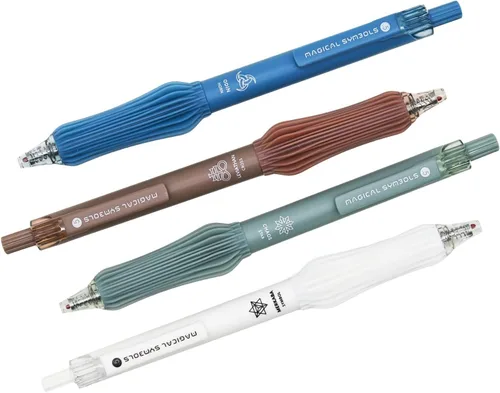 Miniatura 7 de Maydahui 10 bolígrafos de gel Superpower de 0.020 in AS bolígrafo con símbolos mágicos antiguos, agarre de silicona suave, tinta negra de baja