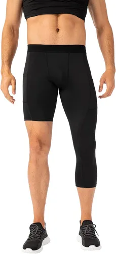Miniatura 10 de Pantalones de compresión de 3/4 de una pierna para hombre, mallas de baloncesto atléticas para correr, leggings deportivos de capa base capri