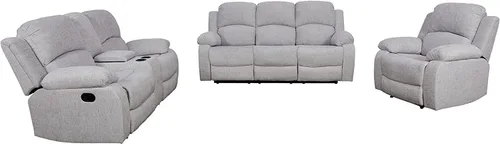 Miniatura 19 de Juego de muebles de sala de estar de cuero reconstituido con sofá reclinable, juego de sofá reclinable, silla de dos cuerpos, juegos de muebles