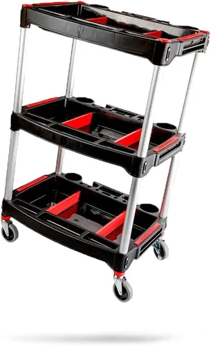 Miniatura 8 de Adam's Polishes Carrito de Detalles Premium – Carrito de detallado de automóviles con estantes de 3 niveles, capacidad de 250 libras por estante