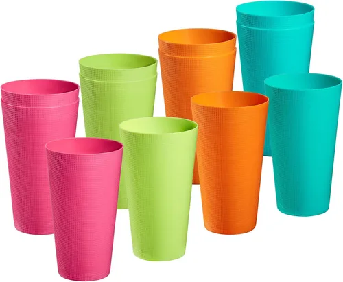 Vasos de plástico de 35 onzas, vasos reutilizables para beber, juego de 12 vasos multicolor irrompibles, sin BPA, aptos para microondas