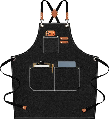 Delantal de chef AFUN para hombres y mujeres con bolsillos grandes, de lona de algodón con espalda cruzada ajustable de trabajo resistente, talla M