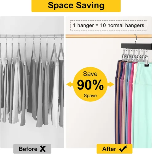 Miniatura 4 de Organizador de leggings para armario, perchas para pantalones con clips con capacidad para 20 leggings, jeans, sombreros, pantalones cortos
