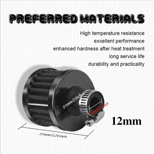 Miniatura 2 de HAOBO Filtro de admisión de aire de 12 mm, filtro de aire pequeño para motor, filtro de admisión de aire frío mini universal con cono de motor