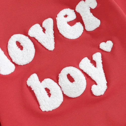 Miniatura 28 de SOLILOQUY Traje de manga larga con cuello redondo para el primer día de San Valentín para bebé niño y niña, mameluco de corazón de amor