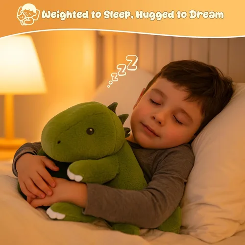 Miniatura 4 de SQEQE - Peluche con peso de dinosaurio, peluche afelpado para aliviar el estrés, suave juguete de almohada de T-Rex para niños y adultos, regalos