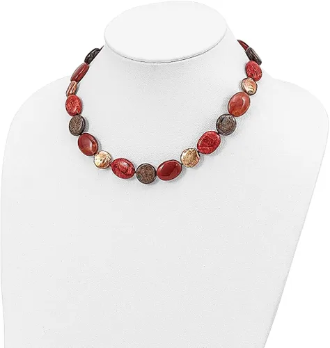 Miniatura 4 de Collar de plata de ley 925 con diseño de ojo de tigrecornalina coral reconsaintperlas cultivadas en agua dulce dije de piedra natural concha madera