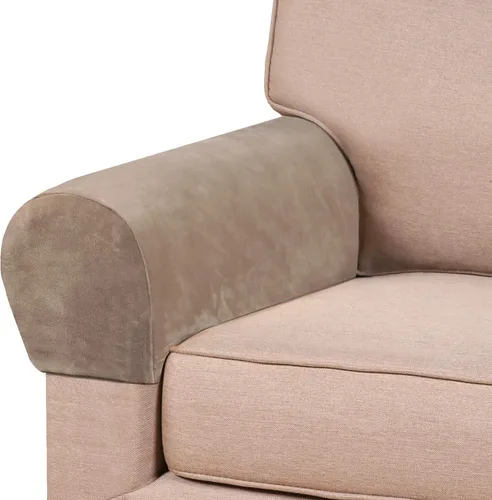 Miniatura 16 de PrinceDeco 4 Pack Thick Velvet Stretch Armrest Covers for Chairs and Sofas - Non Slip, Brown