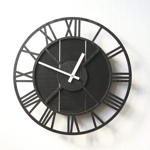 Wall Clock European Retro Wall Clock Mute Living Room Wall Charts Nostalgic Nordic Country Style Watch 39.4CM * 39.4CM (Color : Brown)(Black)