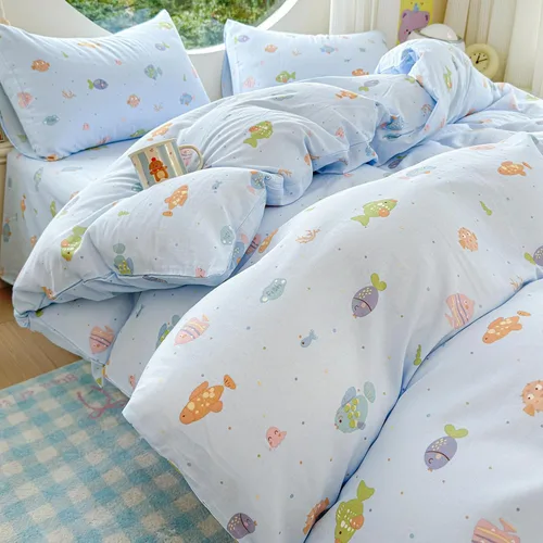 Miniatura 26 de HighBuy Juego de funda de edredón vintage con volantes y estampado de rayas francesas, 100% algodón con cierre de cremallera, juego de ropa de cama