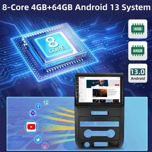 Miniatura 3 de [4G+64G] Radio de coche de 8 núcleos para Ford F150 2009 2010 2011 2012 - Android 13 pantalla táctil F-150 estéreo, DSP 32 EQ/IPS/Carplay/Android