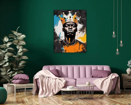 Miniatura 128 de Arte de pared afroamericano, decoración de rey y reina bailarín negro para sala de estar, arte de pareja de amor negro para dormitorio, lienzo