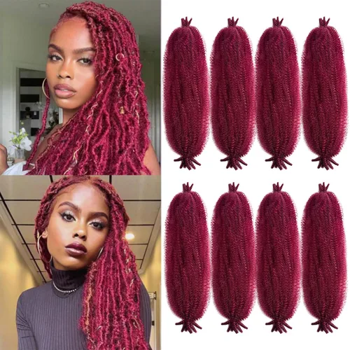 Miniatura 13 de Cabello Spring Twist Pre-Esponjado Color 4 Cabello Afro de Giros Elásticos 8 Paquetes Cabello Marrón Marley Twist para Trenzado para Locs de Marrón