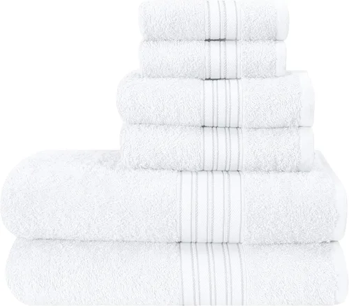 Miniatura 23 de BOUTIQUO Juego de 2 toallas de baño 100% algodón de 28 x 55 pulgadas, toallas de baño grandes ecológicas, compactas, de secado rápido, ligeras, Rosa