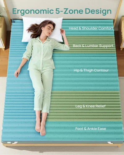 Miniatura 2 de Releep - Cubrecolchón de 3 pulgadas de gel tamaño individual para dormitorio universitario, cubrecolchón firme y refrescante para aliviar