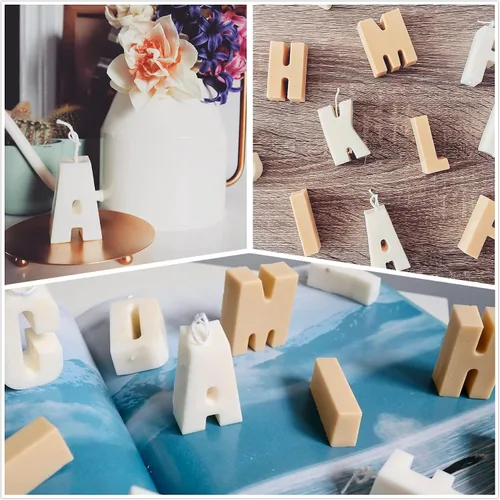 Miniatura 7 de Molde de silicona con 26 letras grandes, molde para crayón del alfabeto, molde de chocolate, bandeja para cubitos de hielo para galletas con 12