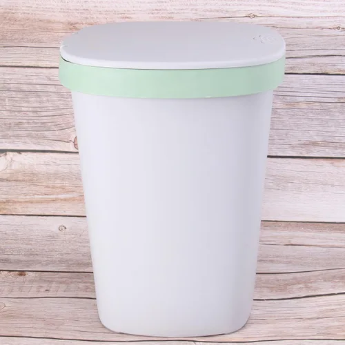 Miniatura 6 de Cubo de basura de gran capacidad con botón pulsador con tapa, contenedor silencioso para cocina, sala de estar, baño, elegante diseño cuadrado