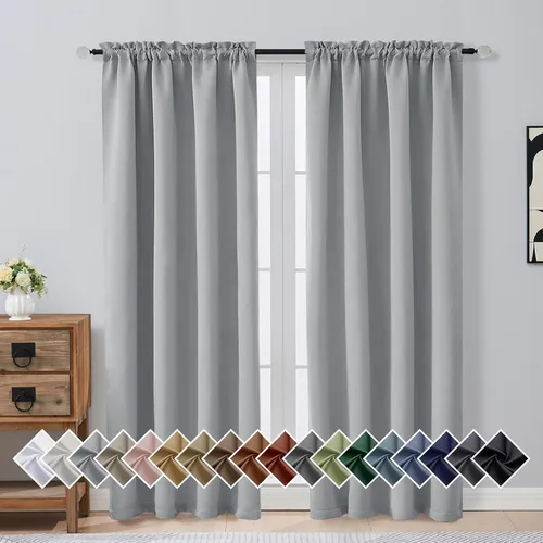 Miniatura 236 de OVZME Cortinas opacas turquesa para tratamiento de ventanas pequeñas, cortinas cortas con bloqueo de luz para ventana de cocina sobre el fregadero