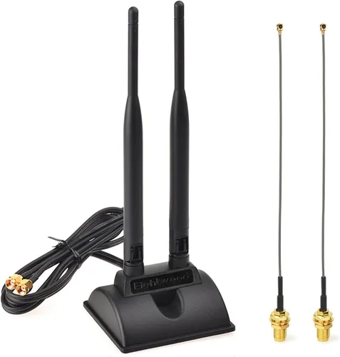 Eightwood Antena WiFi de doble banda de 2.4 GHz y 5 GHz, antena macho RP-SMA + cable hembra RP-SMA de 6 pulgadas (paquete de 2) para tarjeta de red