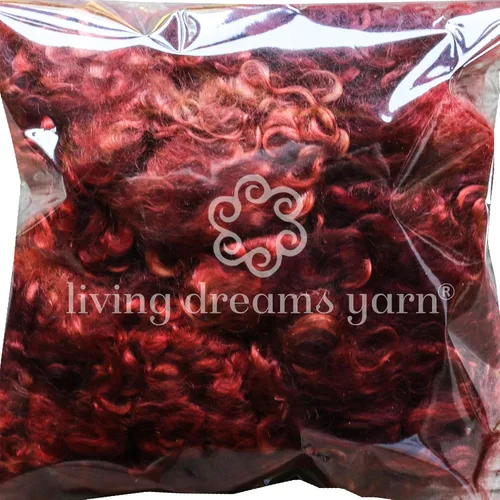 Miniatura 3 de Cierres de mohair reales. Fibra de lana teñida a mano orgánica para cabello y pelucas de muñeca, fieltro, mezcla, hilado, tapices y adornos. Henna