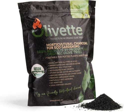 Olivette Carbón activado de biochar hortícola para plantas, control de humedad orgánico USDA para árboles de terrario y plantas en maceta,