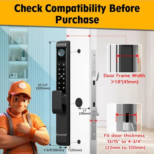 Miniatura 7 de Cerradura de puerta corrediza de vidrio, cerradura inteligente para puerta corrediza Eseesmart con teclado de código de huella dactilar, tarjeta