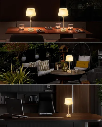 Miniatura 2 de UMEXUS Juego de 2 lámparas pequeñas inalámbricas recargables de mesa, luces regulables a pilas, luz de acento portátil para mesa auxiliar