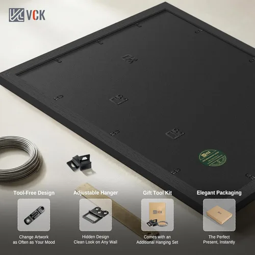 Miniatura 3 de VCK Portarretratos A1 color negro, paquete de 2 unidades, marco de madera de alta gama de 22.375 x 34 pulgadas con plexiglás, muestra A2