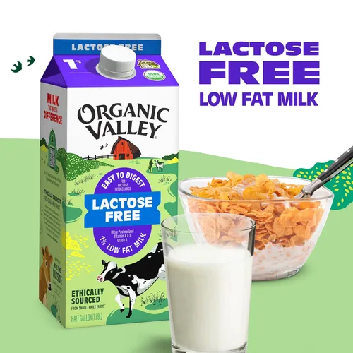 Miniatura 3 de Organic Valley Leche orgánica ultra pasteurizada baja en grasa 1% sin lactosa, 64 onzas líquidas