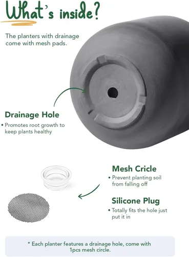 Miniatura 4 de LE TAUCI Maceta para plantas de 10 pulgadas, macetas de cerámica para plantas con orificio de drenaje y tapón de goma, macetas para plantas