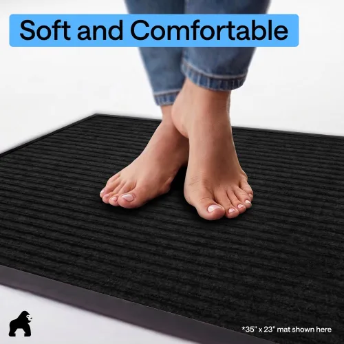 Miniatura 8 de GORILLA GRIP Tapete impermeable para puerta de protección de tráfico, 35 x 23 pulgadas, tapetes de entrada resistentes, tapetes comerciales con Negro